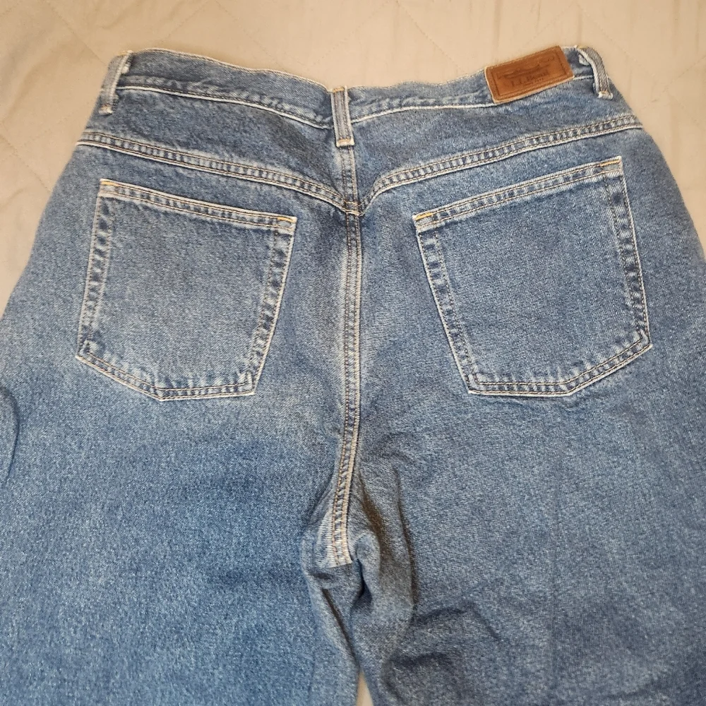 LL Bean Double L Vintage Relaxed Fit Womens Size 16 Red Flannel Lined Blue Jeans